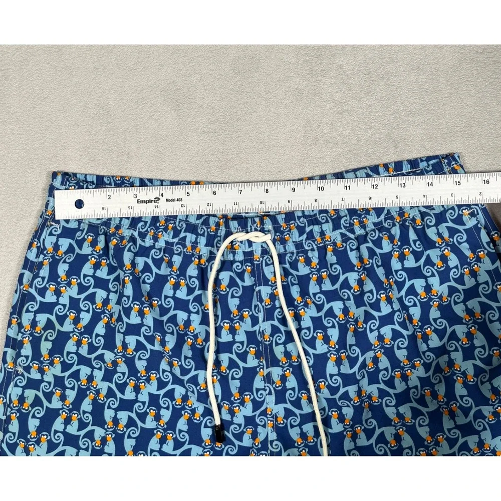 98 Coast Av Mens Swim Trunks Medium Blue Monkey Print Board Shorts Drawstring
